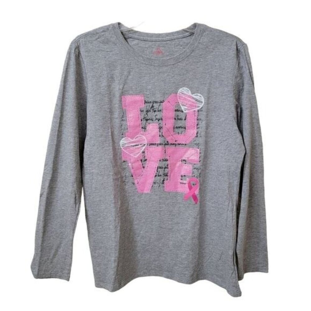 National Breast Cancer Foundation T Shirt Long‎ Sleeve Womens Large 12-14 LOVE